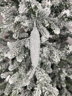 Іграшка на ялинку Шишка оксамитова сіра 12 см (6 шт.)