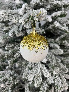 Кулька біла блискуча з оздобленням єврозолото 10 см (6 шт.)