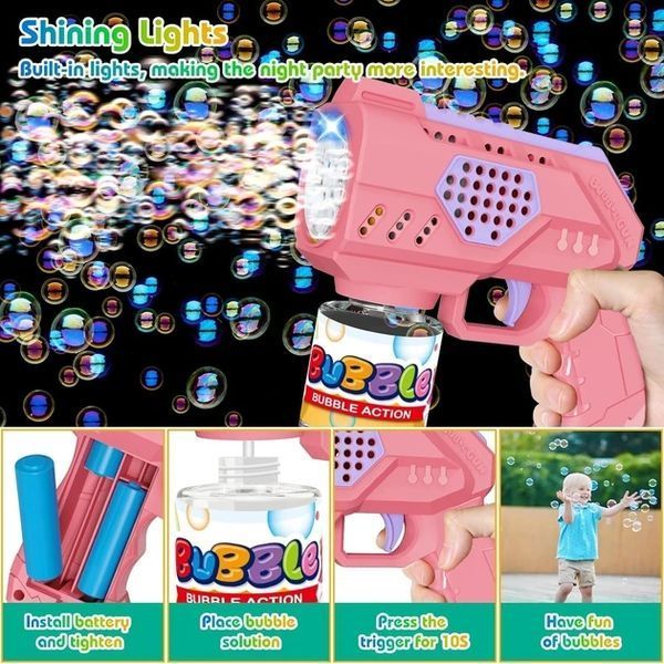 Іграшковий пістолет для мильних бульбашок Bubble Gun рожевий AL-2032-pink фото