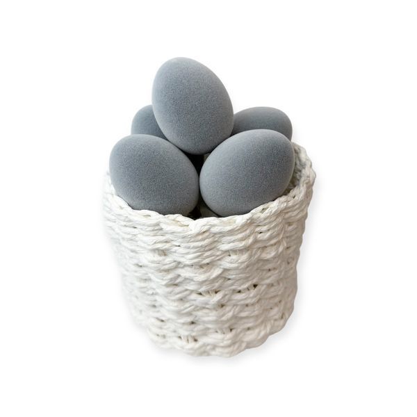 Декоративне яйце великоднє сіре оксамитове 20 см e-velvet-grey-20-1 фото
