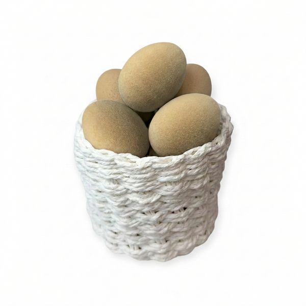 Декоративне яйце великоднє бежеве оксамитове 6 см e-velvet-beige-6-10 фото