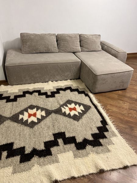 Покрывало из овечьей шерсти серое с ромбами 220&times;200 см 2807596055 фото