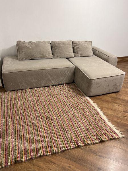 Покрывало из овечьей шерсти полосатое цветное нечесаное 150х210см 1913042230 фото