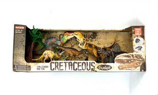 Игровой набор фигурок динозавров 5 шт. + 2 фигурки ландшафт Cretaceous 1-SHVAB-17(3) фото