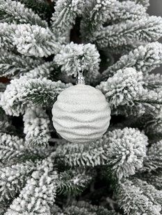 Новорічна кулька Хвиля біла 8 см (6 шт.)