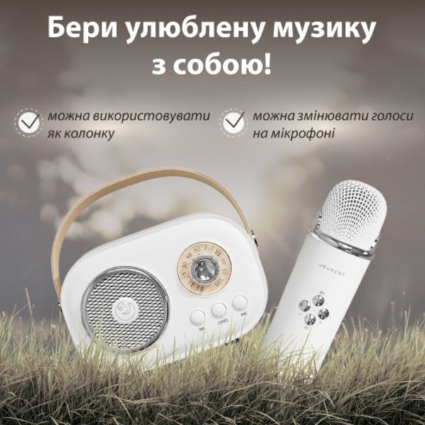 Портативна колонка з мікрофоном Platinum C-20 BT/TF/USB/FM із вологозахистом 5 Вт біла 1-SHVAB-C20 фото