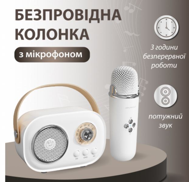 Портативна колонка з мікрофоном Platinum C-20 BT/TF/USB/FM із вологозахистом 5 Вт біла 1-SHVAB-C20 фото
